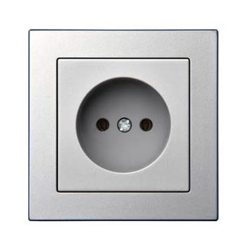 Gniazdo zasilające LIREGUS EPSILON, w kolorze metalu