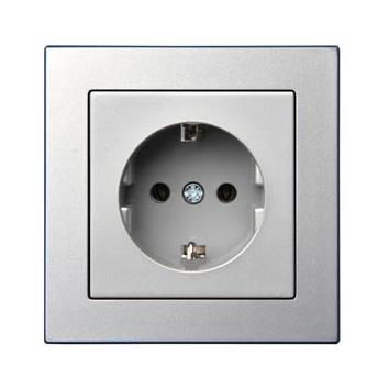 Gniazdo LIREGUS EPSILON, z uziemieniem, kolor metaliczny