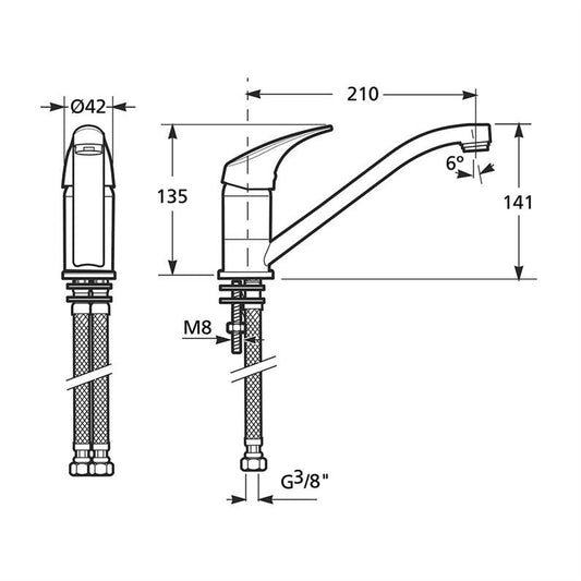 Virtuvinis maišytuvas Jika Talas H3511N10042301