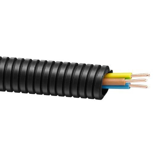 Kabelis gofruotame vamzdyje RKGS 16, 3x1.5 mm², 25 m, juodas