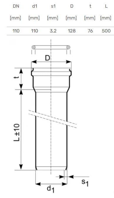Lauko kanalizacijos vamzdis Magnaplast, Ø 110 mm, SN4, 0,5 m