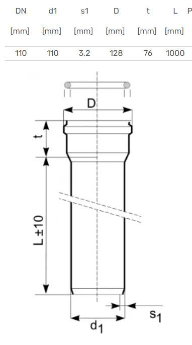 Lauko kanalizacijos vamzdis Magnaplast, Ø 110 mm, SN4, 1 m