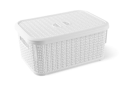 Pojemnik z pokrywką Knit M-066, 6 l, tworzywo sztuczne, biały