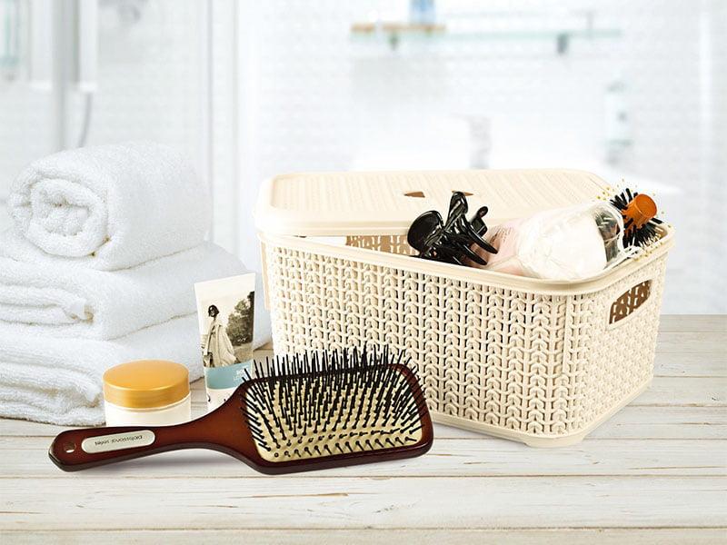 Pojemnik z pokrywką Knit M-066, 6 l, tworzywo sztuczne, biały