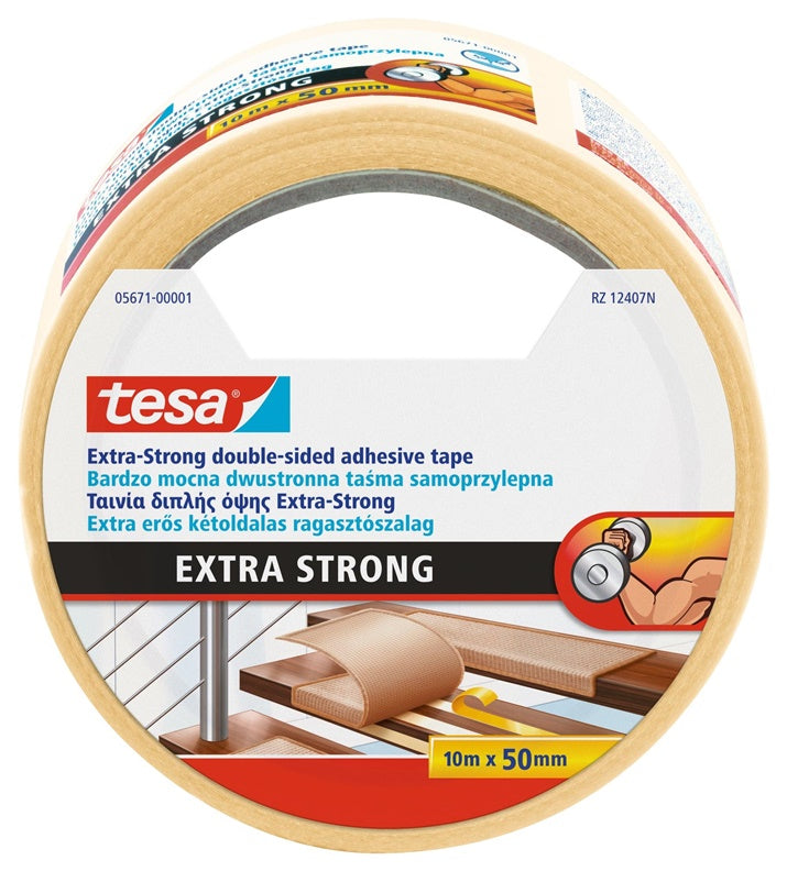 Taśma dwustronnie klejąca Tesa Extra Strong, 10 m x 50 mm