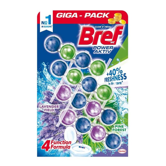 WC valiklis-gaiviklis BREF POWER AKTIV LAVENDER+PINE, 4×50 g
