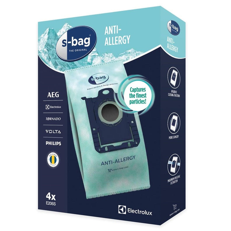 Dulkių siurblio maišeliai E206S Anti-Allergy, 4 vnt