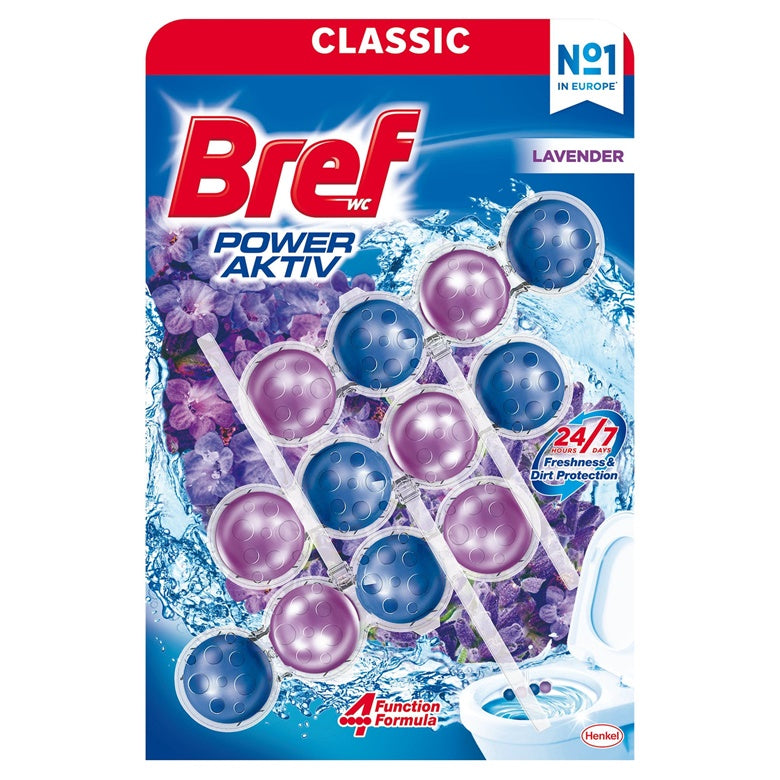WC valiklis-gaiviklis BREF POWER AKTIV LAVENDER, 3×50 g