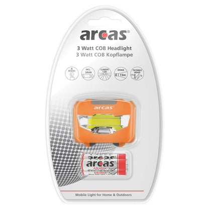 Latarka czołowa Arcas 3W LED 4 FUNKCJE 3XAAA