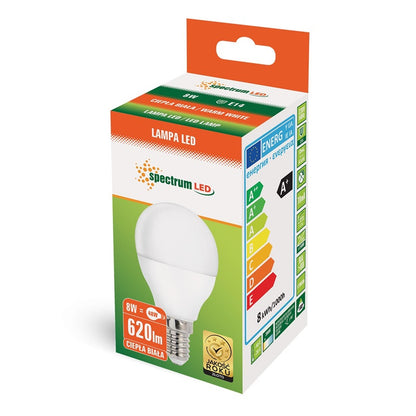 Żarówka Spectrum LED, P45, E14, 8W, 710lm, 3000K