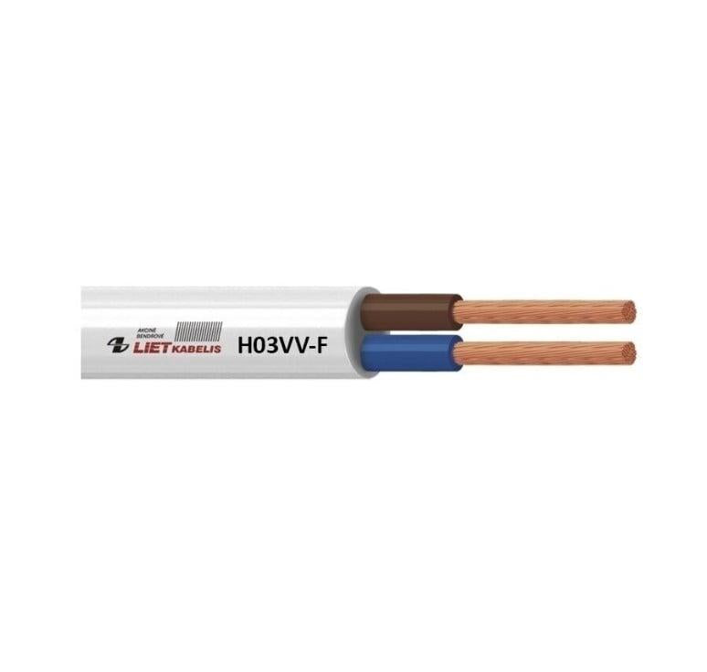 Kabelis Lietkabelis H03VV-F, 3 x 0,5 mm², baltas, 50 m