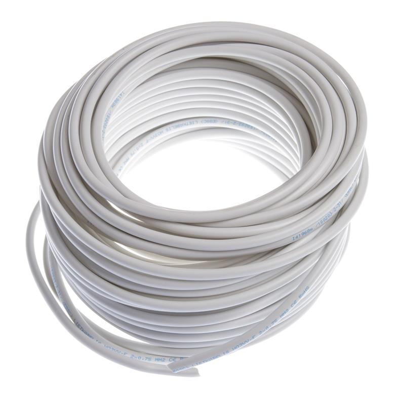 Kabel Lietkabelis H03VV-F, 2 x 0,75 mm², biały, 25 m