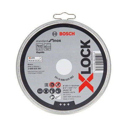 Pjovimo diskai Inox BOSCH X-LOCK 125x1 mm, 10vnt.