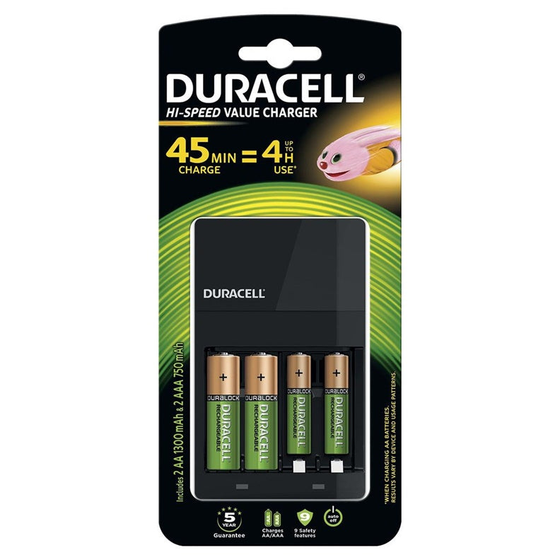 Ładowarka do akumulatorów Duracell + 2 akumulatory AAA + 2 akumulatory AA