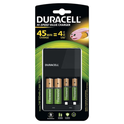 Ładowarka do akumulatorów Duracell + 2 akumulatory AAA + 2 akumulatory AA