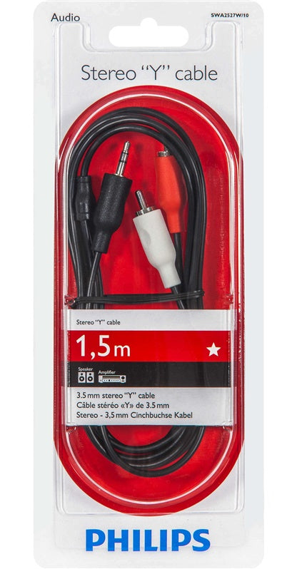 Laidas PHILIPS 3.5mm M, 2xRCA M, 1.5m, juodas SWA2527W/10