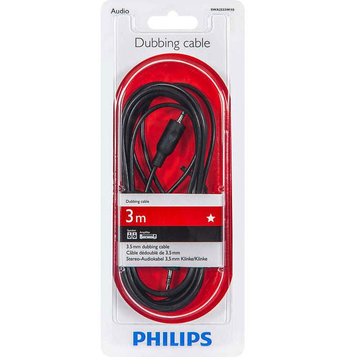 Laidas PHILIPS 3.5mm M, 3.5mm M, 3m, juodas SWA2533W/10