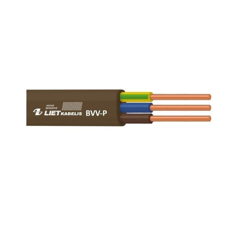 Kabel Lietkabelis BVV-P, 3 x 2,5 mm², brązowy