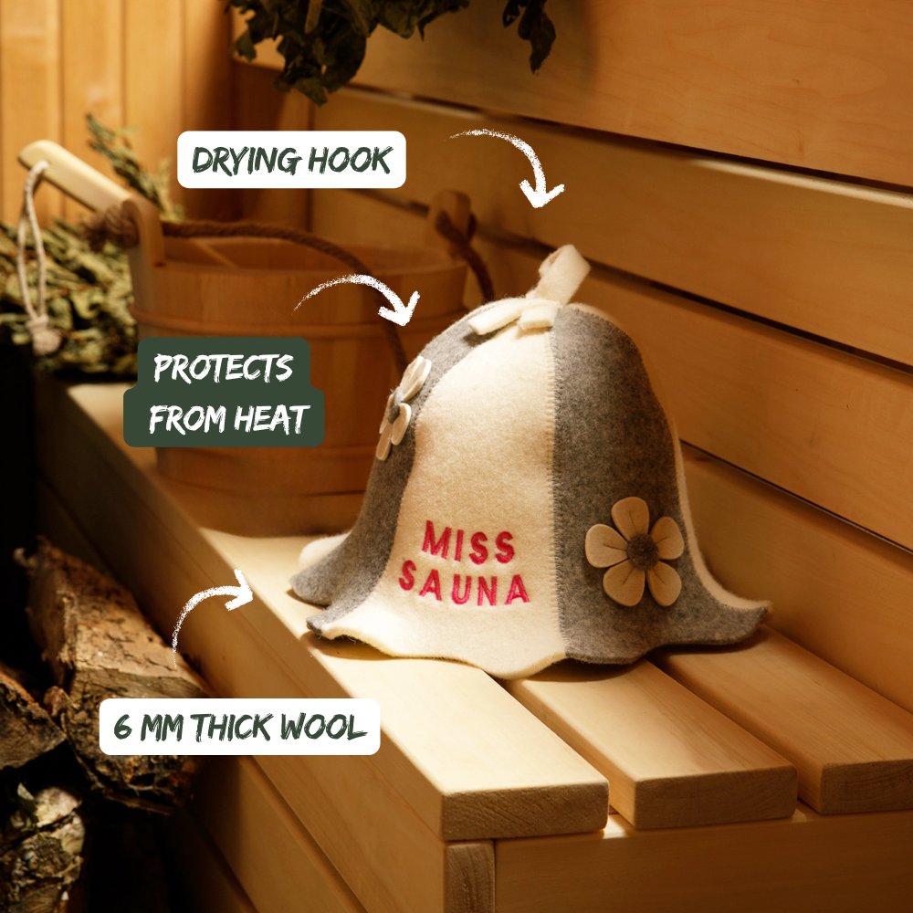 Sauna Hat ‘Miss Sauna’ 100% Wool