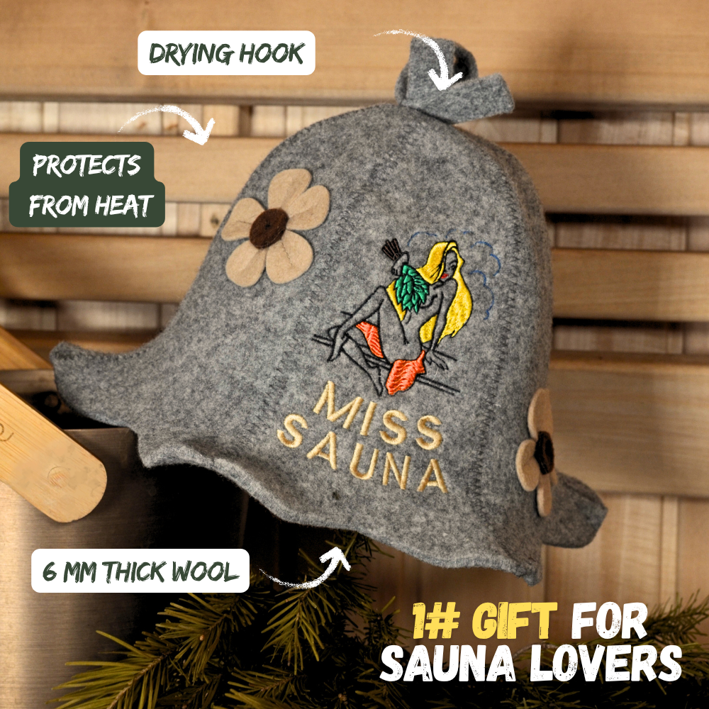 Sauna Hat ‘Miss Sauna’ 100% Wool