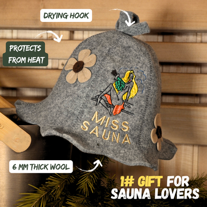 Sauna Hat ‘Miss Sauna’ 100% Wool
