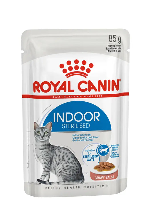 Indoor Sterilised Morsels in Gravy - Wet Food for Indoor Cats 12x85g