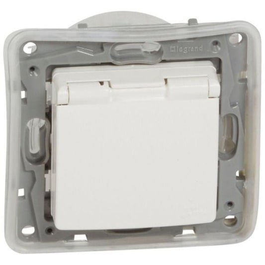 664747 NILOE Steckdose Schuko mit Deckel IP44 2P+E 16A, weiß