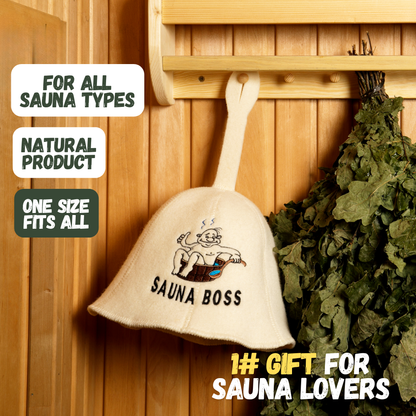 Sauna Hat ‘Sauna Boss’ 100% Wool
