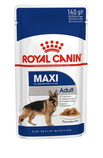 ROYAL CANIN Maxi Adult Chunks In Gravy - Wet Food for Large Adult Dogs 10x140g