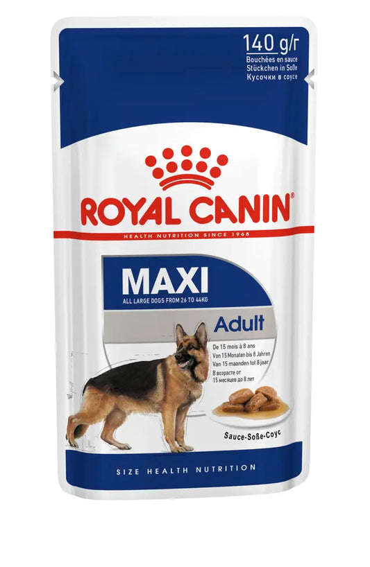 ROYAL CANIN Maxi Adult Chunks In Gravy - Wet Food for Large Adult Dogs 10x140g