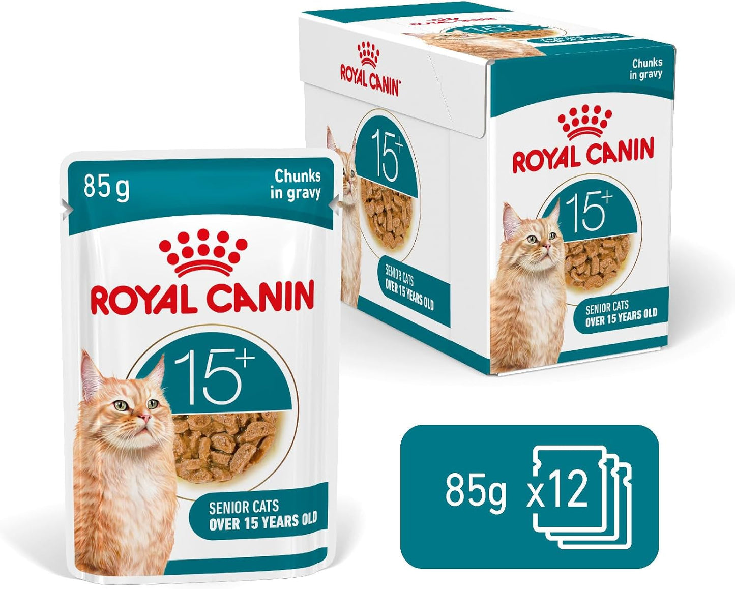 ROYAL CANIN Ageing 15+ Chunks In Gravy - Wet Food For Senior Cats 12x85g