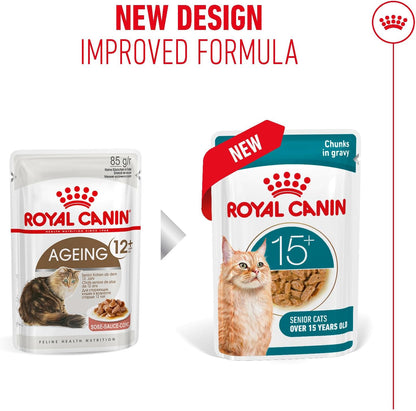 ROYAL CANIN Ageing 15+ Chunks In Gravy - Wet Food For Senior Cats 12x85g