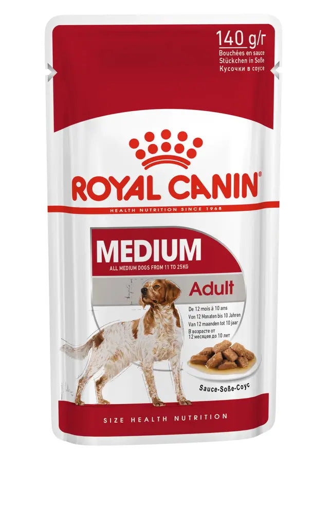 Royal Canin Size Health Nutrition Medium Adult Gravy 10x140g - Šlapias maistas su padažu suaugusiems vidutinių veislių šunims