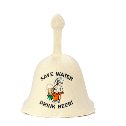 Sauna Hat ‘Save Water’ 100% Wool