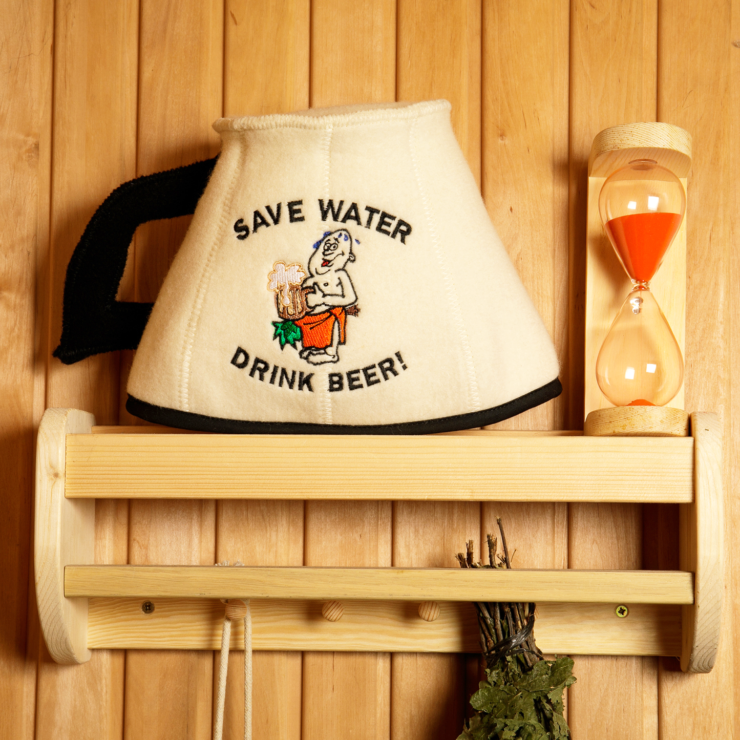 Sauna Hat ‘Save Water’ 100% Wool