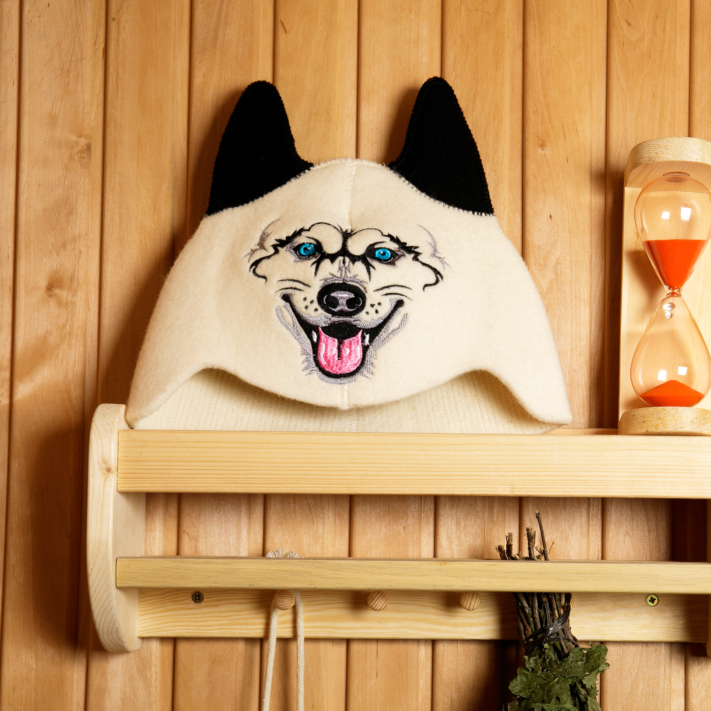 Children’s Sauna Hat ‘Wolf’, 100% Wool