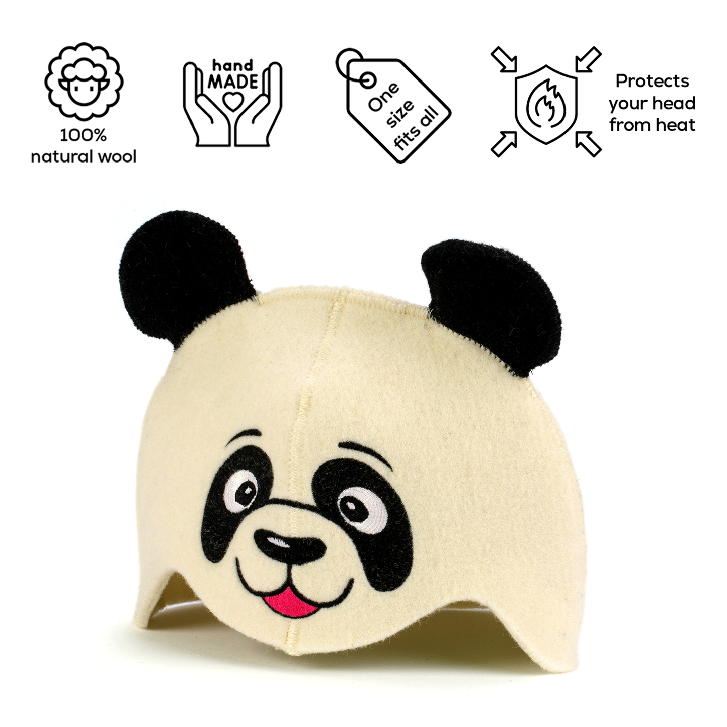 Sauna Hat ‘Panda’ 100% Wool