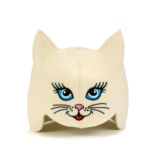 Sauna Hat ‘Blue-eyed Kitty’ 100% Wool