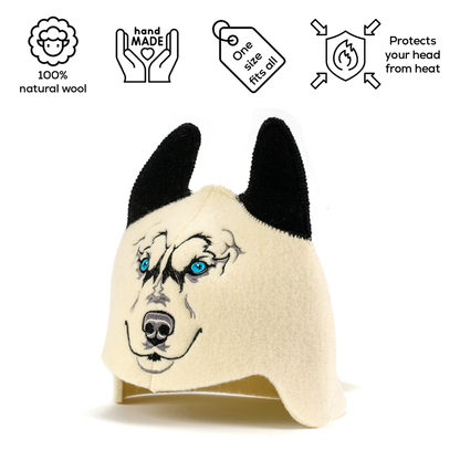 Children’s Sauna Hat ‘Wolf’, 100% Wool