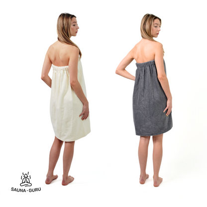 Women's Sauna Wrap Towel with Pocket - 100% Cotton, Adjustable Fit