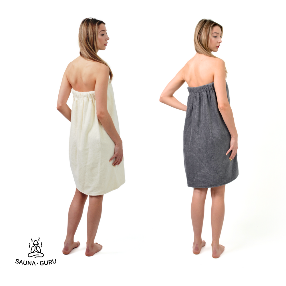 Women's Sauna Wrap Towel with Pocket - 100% Cotton, Adjustable Fit
