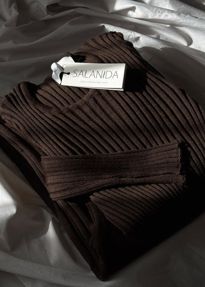 Brera 100 % Merino Langarm-Top Schokolade