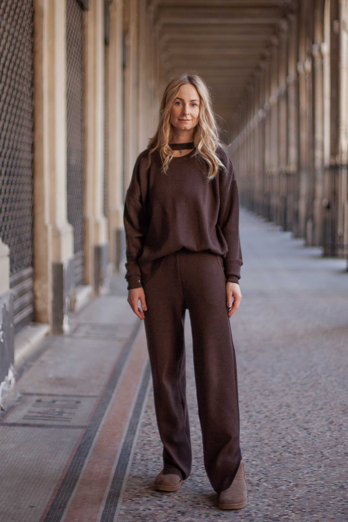 Ora &amp; Rotondo 100 % Merino-Kombi in Schokolade