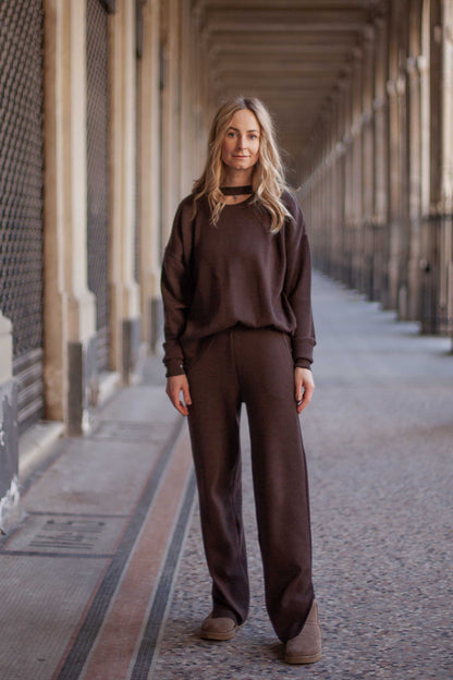 Ora &amp; Rotondo 100 % Merino-Kombi in Schokolade