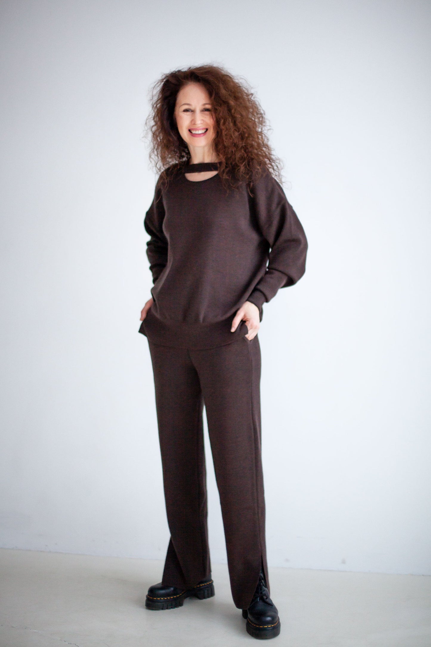 Ora &amp; Rotondo 100 % Merino-Kombi in Schokolade