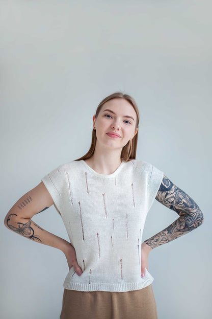 Terra Distressed Linen Top White