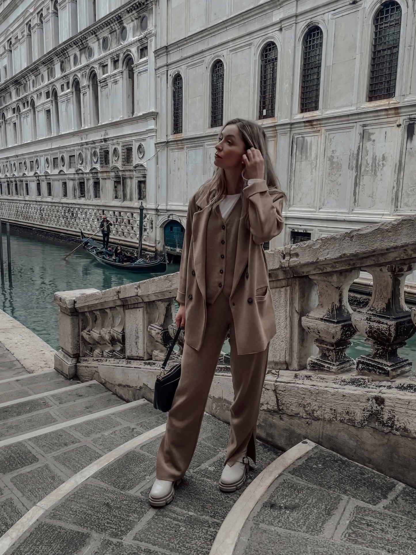 Ora, Forza & Galante 100% Merino Co-ord in Beige