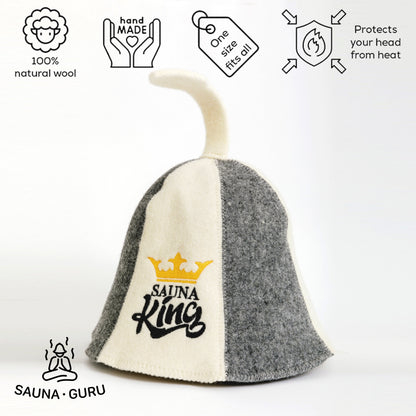 Sauna Hat ‘Sauna King’, 100% Wool
