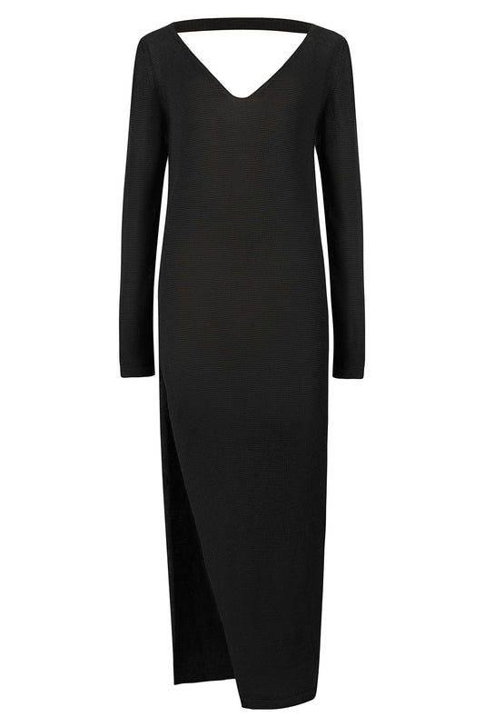 Langes Kleid Mare aus 100 % Leinen in Schwarz