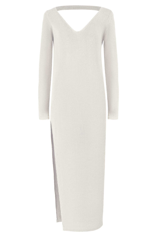 Langes Kleid Mare aus 100 % Leinen, Weiß